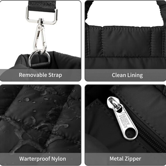 KALIDI Quilted Tote Bag Small Puffer Crossbody Women Lightweight Nylon - Picture 6 of 6